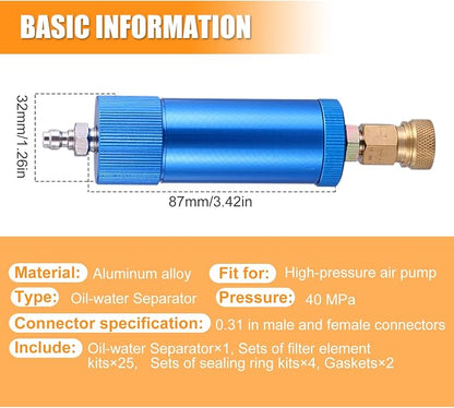High Pressure PCP Air Filter Oil-Water Separator, 40MPa/5800Psi Inline Moisture - Image 2