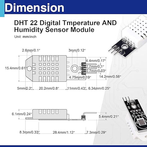 3 Set Digital Temperature and Humidity Sensor Modules, Compatible with DHT22/AM2302, 3.3V–5V Sensors for Arduino with Dupont Wires
