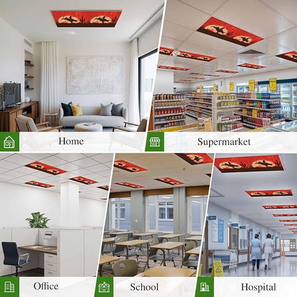 Fluorescent Light Covers for Drop Ceiling Western Cowboys Horse Riding on Red - Image 8