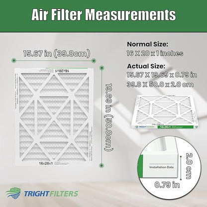 16x20x1 Air Filter 4 Pack, Durable MERV 8 Pleated Home HVAC AC Furnace Filters - Image 2