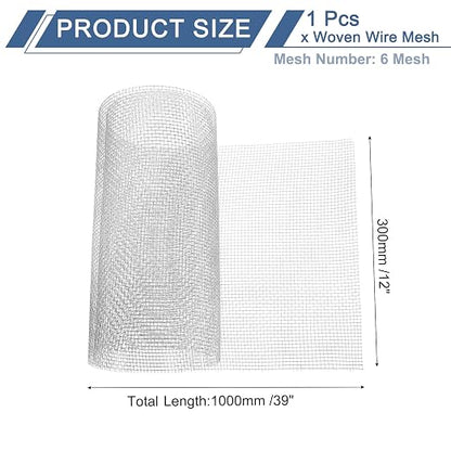 uxcell 6 Mesh 39" x 12" Woven Wire Mesh, 304 Stainless Steel Air Vent Filter - Image 2