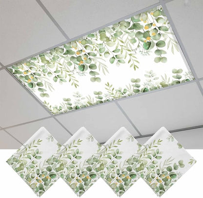 Fluorescent Light Covers for Ceiling Lights Sage Green Eucalyptus Leaves by Home+L6