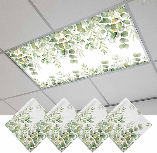Fluorescent Light Covers for Ceiling Lights Sage Green Eucalyptus Leaves by Home+L6