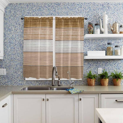 Retro Farm Wood Board Window Valance Curtains, 2 Panel - Image 8