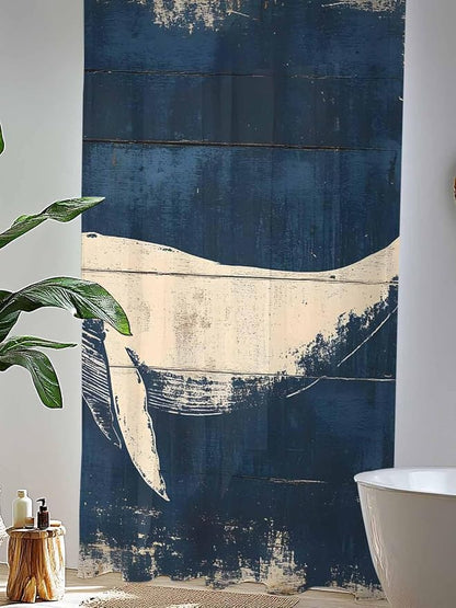 Sheer Curtains 96 Inches Long, Ocean Whale Blue Semi Sheer Curtains Light - Image 4