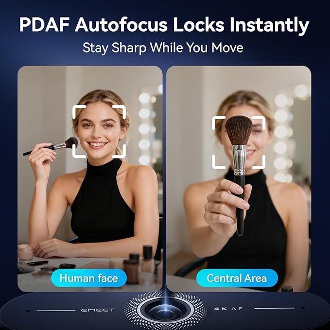 EMEET C60E 4K Webcam for Streaming & Gaming – PDAF Autofocus, Dual Mics, Live Streaming Camera with Auto Light Correction, Plug & Play USB Webcam for PC & Mac