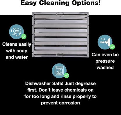 20" x 25" Stainless Steel Commercial Hood Filter – Dishwasher Safe, Welded - Image 7