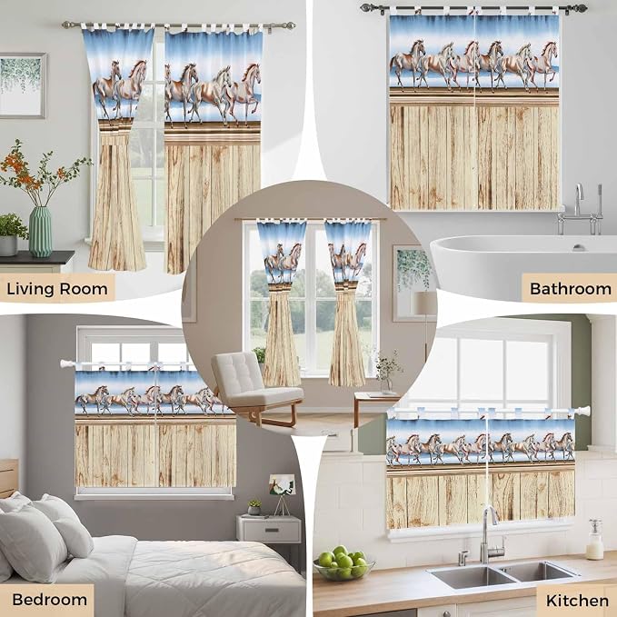 Western Horse Bedroom Curtains 72 Inch Length, Window Curtains Tab Top - Image 7