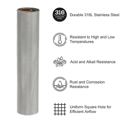 PATIKIL 40" L x 10" W Woven Wire Mesh, 100 Mesh 316L Stainless Steel Air Vent - Image 3