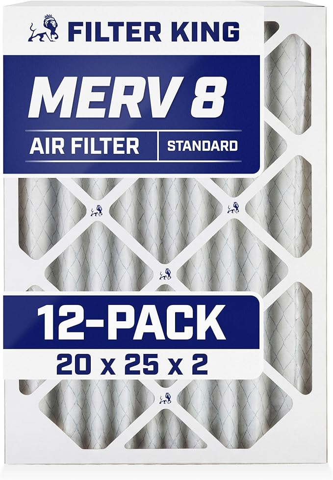 Filter King 20x25x2 Air Filter | 12-PACK | MERV 8 HVAC Pleated A/C Furnace by FilterKing
