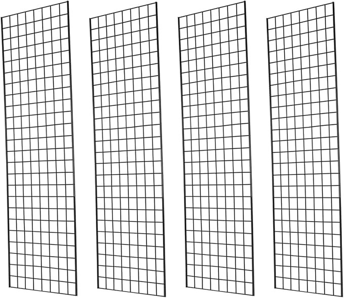 NEESEEYEE Commercial Grade Gridwall Panels – Heavy Duty Grid Panel for Any Retail Display, 2’ Width x 6’ Height, 4 Gridwall Panels Per Carton (Black Finish)