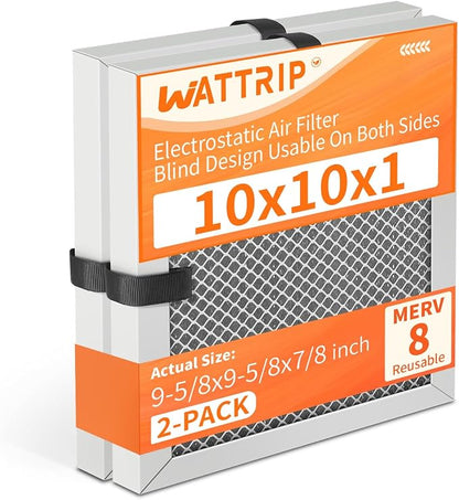 2-Pack 10x10x1 MERV 8 Reusable & Washable Electrostatic Air Filters by BreatheSmartLiveClean
