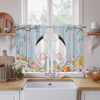 Easter Kitchen Tier Curtains 45 Inch Long 2 Panel Set, Rod Pocket Short Window by Unknown
