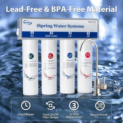 iSpring CU-A4 0.01μm Ultra-Filtration Under Sink Water Filter System, Tankless - Image 7