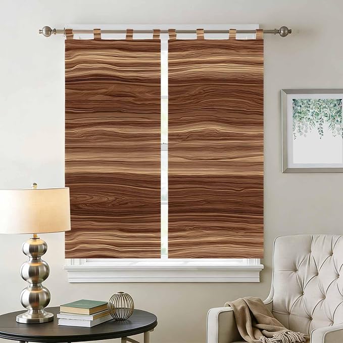 Brown Western Living Room Curtains 84 Inch Length, Window Curtains Tab Top - Image 2