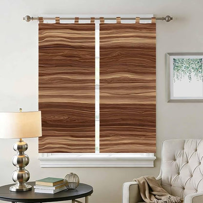 Brown Western Bathroom Curtains 63 Inch Length, Window Curtains Tab Top - Image 2