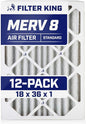 Filter King 18x36x1 Air Filter | 12-PACK | MERV 8 HVAC Pleated A/C Furnace by FilterKing