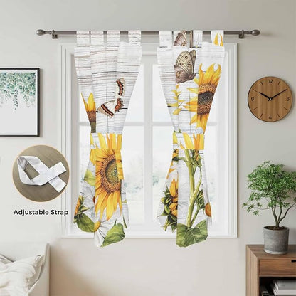 Yellow Sunflowers Bedroom Curtains 72 Inch Length, Window Curtains Tab Top - Image 5