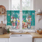 Spring Flowers Kitchen Curtains, Farmhouse Watercolor Teal Wood Grain Light by Unknown