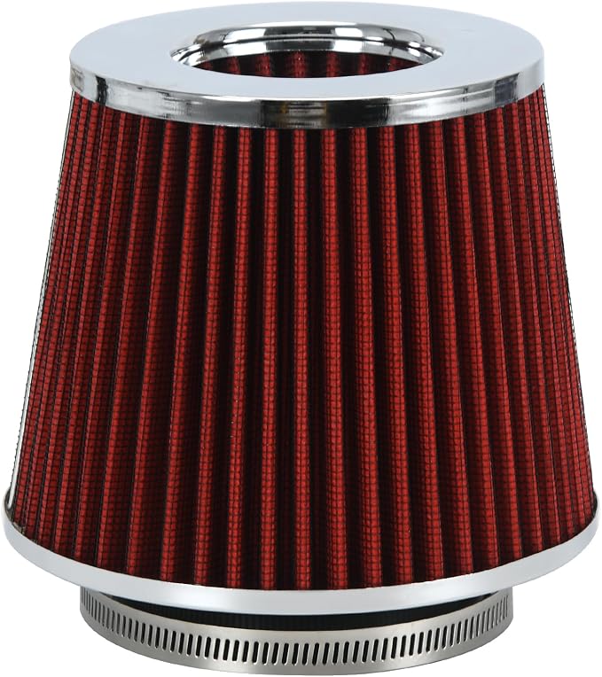 PTNHZ Universal Red 3.5" 89mm High Flow Cold Air Intake Cone Air Filter Power by PTNHZ+RACING