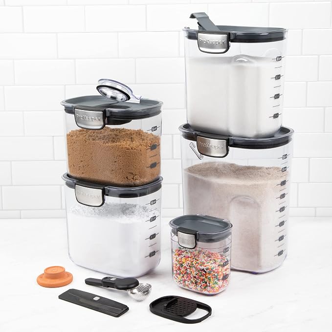ProKeeper+ Airtight Food Storage Container Set – Clear Plastic Flour and Sugar - Image 3