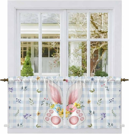 Easter Kitchen Tier Curtains 24 Inch Long 2 Panel Set, Rod Pocket Cafe Small - Image 2