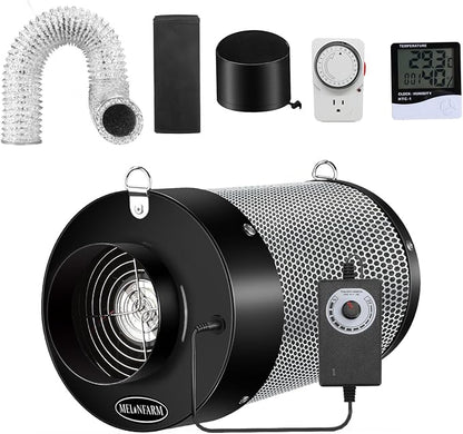 MELONFARM Air Filtration Kit 4", Built-in 14cm Fan Low Nois Carbon Filter by MELONFARM