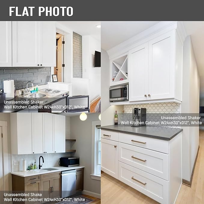 Wall Kitchen Cabinets, RTA Cabinets, White Shaker Cabinet, Wall Mounted, RTA Upper Cabinet, Modern for Kitchen and Bathroom with Door, 2 Adjustable Shelves (White, 24" W x 30" H x 12" D)