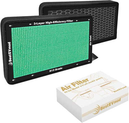 BestEvMod 2 Pack Upgraded Tesla Model 3/Y Cabin Air Filter Replacement HEPA Air by BestEvMod