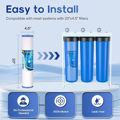 ICEPURE 5 Micron 20" x 4.5" Whole House Grooved Sediment Water Filter Cartridge - Image 5