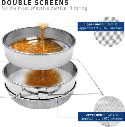 VIVO Stainless Steel Honey Strainer Double Sieve, Bee Keeping Equipment Filter - Image 4