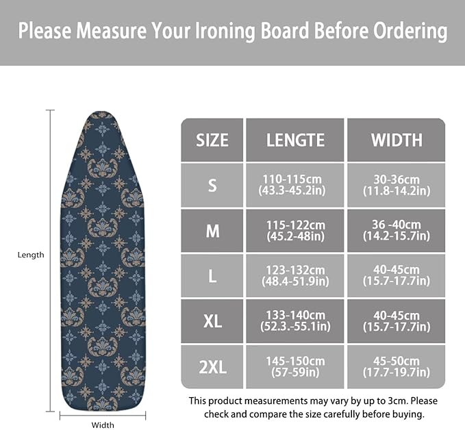 ZCFYGDX Breathable Ironing Board Cover,Resist Scorch Polyester & Staining,Wear & Soil Resistant Covers, Easy Installation 3 Fasteners,Elastic Edges (14 x 45 inch) Oil Painting White Daisy Print