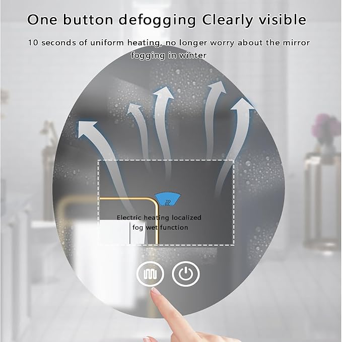 50x70cm LED Backlit Bathroom Mirror Wall-Mounted Smart Vanity Mirror - Image 2