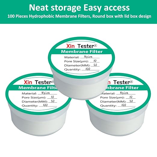 Xin Tester 100 Pieces Nylon Disc Membrane Filters, 50 mm Diameter, 10µm Pore - Image 6
