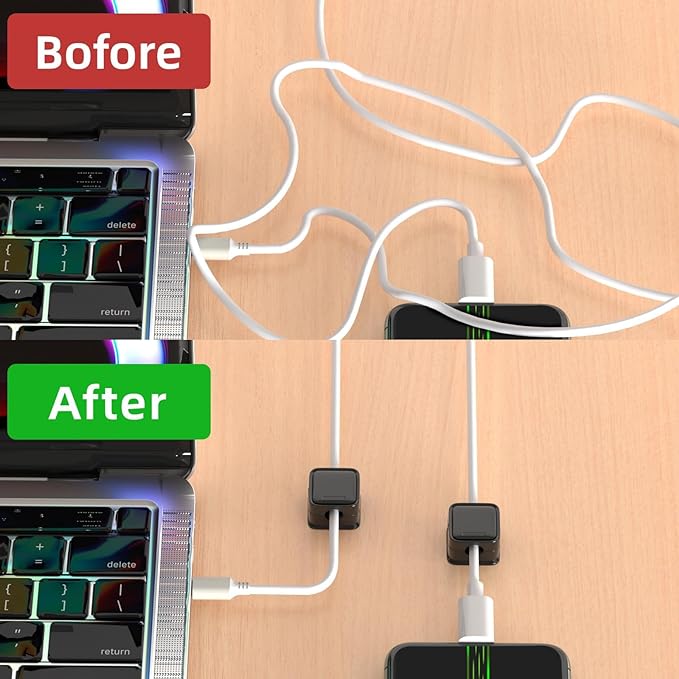 10 Pack Magnetic Cord Organizer Holder, Adjustable Cable Clips, Strong Adhesive Desk Cable Management Clips for Nightstand, Office, Car, Easy Open Design for Tidy Wire Organization
