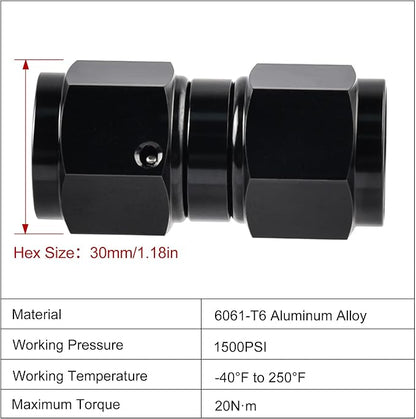EVIL ENERGY 12AN Female to 12AN Female Straight Swivel Coupler Union Fitting - Image 2