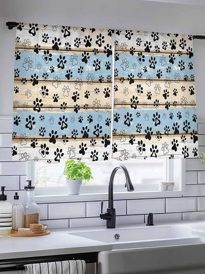 Sheer Curtains 45 Inch Length, Vintage Farmhouse Rustic Wooden Grain Privacy - Image 5