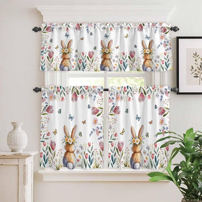 Kitchen Curtains Tiers and Valance Set of 3, Easter Light Filtering Window - Image 2