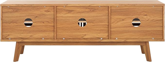 SAFAVIEH ESMA TV Stand for up to 65" Flatscreen – Oak Brown, Sliding Doors with Interior Storage, Entertainment Media Console (MED9640D)