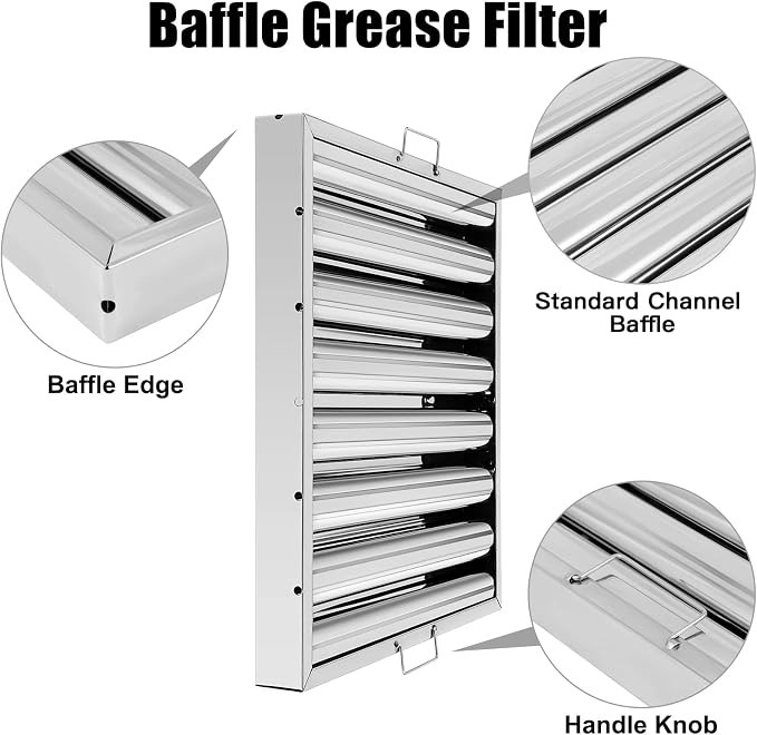 Hood Filters 19.5W x 19.5H Inch 430 Stainless Steel Pack of 6, 7 Grooves - Image 3