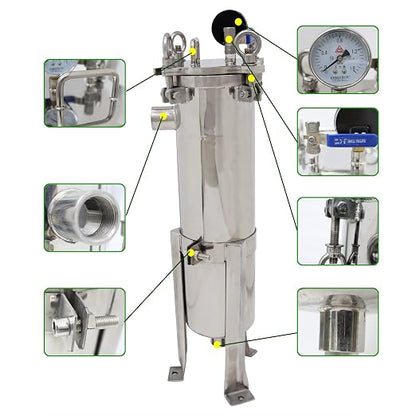 #4 Bag Filter Housing 304 Stainless Steel Filter Solid-Liquid Separation Tool - Image 3
