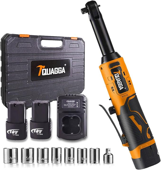 3/8" Cordless Electric Ratchet Wrench Set, 18V Power Ratchet Tool Kit by TQUAGGA