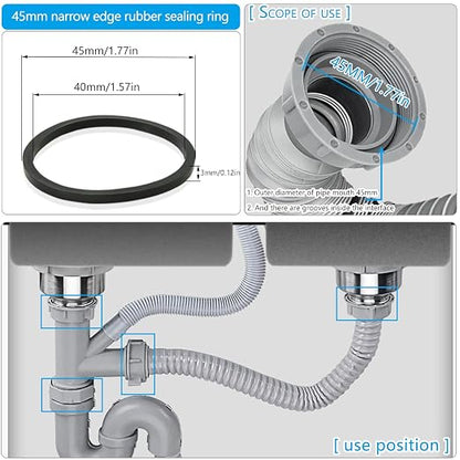 6PCS Kitchen Sink Filter Sealing Ring, Narrow Edge Rubber Gasket - Image 2