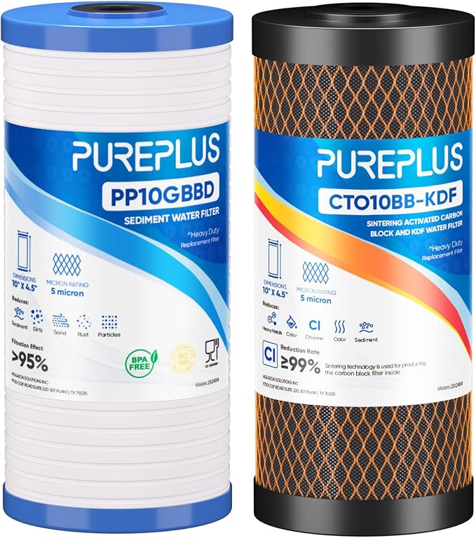PUREPLUS 5 Micron 4.5" x 10" Whole House Water Filter Combo Kit by PUREPLUS