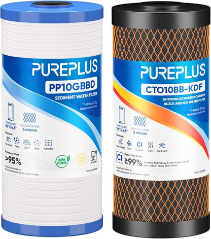PUREPLUS 5 Micron 4.5" x 10" Whole House Water Filter Combo Kit by PUREPLUS