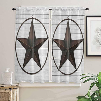 Vintage Farm Western Star Window Valance Curtains, 2 Panel - Image 7