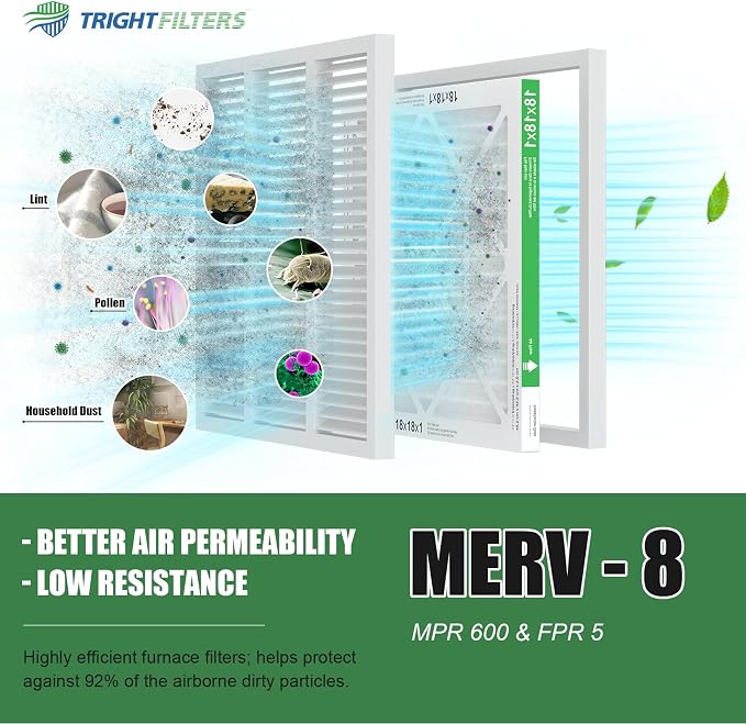 18x18x1 Air Filter 4 Pack, MERV 8 Pleated Dust Defense Air Filters Replacement - Image 5