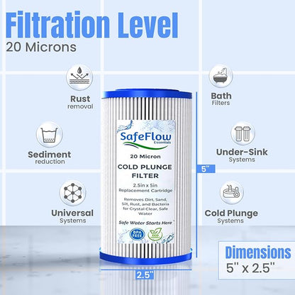 5" x 2.5" Cold Plunge Filter 20 Micron – Fits The Pod Ice Cold Plunge Water - Image 4