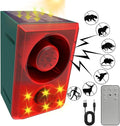 ChunHee Solar Outdoor Motion Sensor Alarm with Dog Barking Gunshot Sound, Support Recording and Adjustable Volume, 130db Loud Noise Maker 3 Work Modes Strobe Light for Home, Villa, Farm, Barn (1pack)