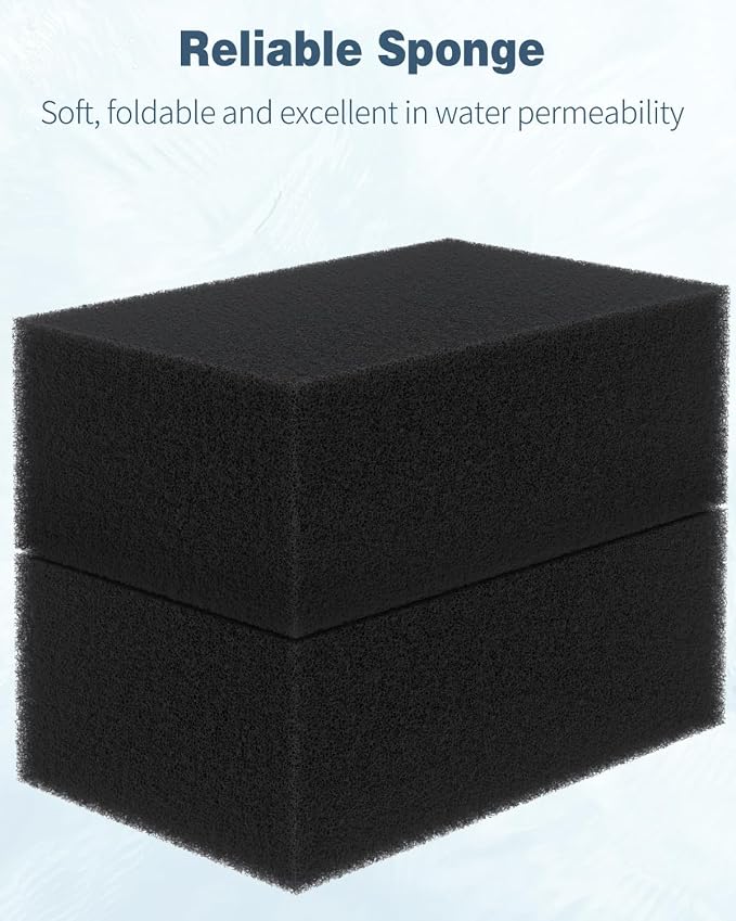 Pawfly 2 Pack Aquarium Filter Sponge Pad Hydroponics Black Foam Floss - Image 3